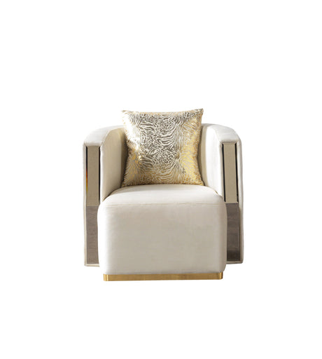 Anica Ivory Velvet Chair from Nova Furniture - Luna Furniture