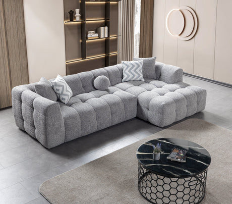 Ivy Gray Boucle RAF Sectional from Nova Furniture - Luna Furniture