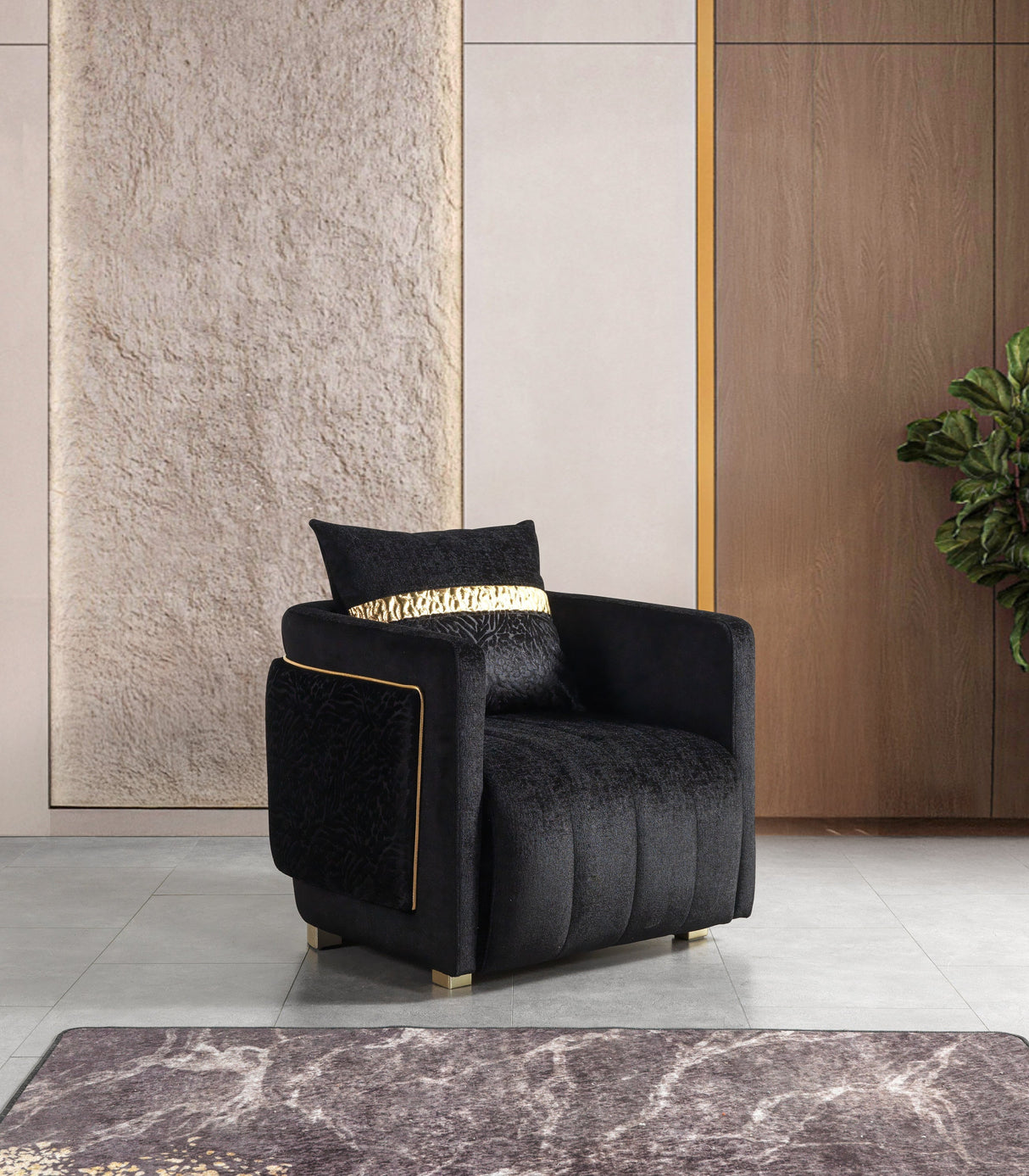 Carlina Black Velvet Chair from Nova Furniture - Luna Furniture