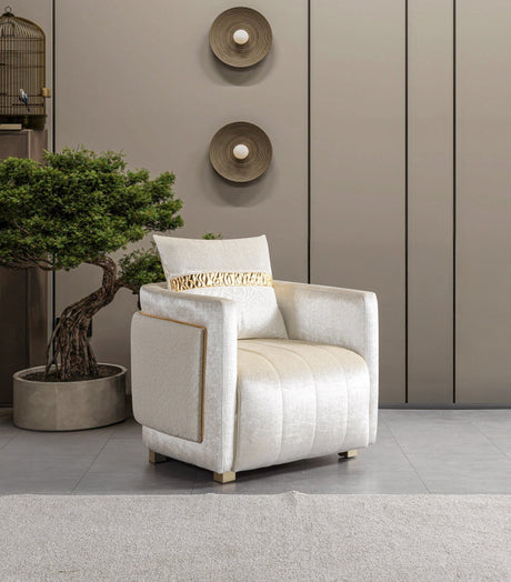 Carlina Ivory Velvet Chair from Nova Furniture - Luna Furniture
