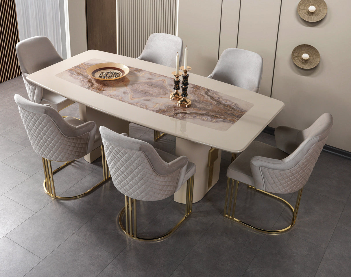 Carlina Ivory 7-Piece Dining Set from Nova Furniture - Luna Furniture