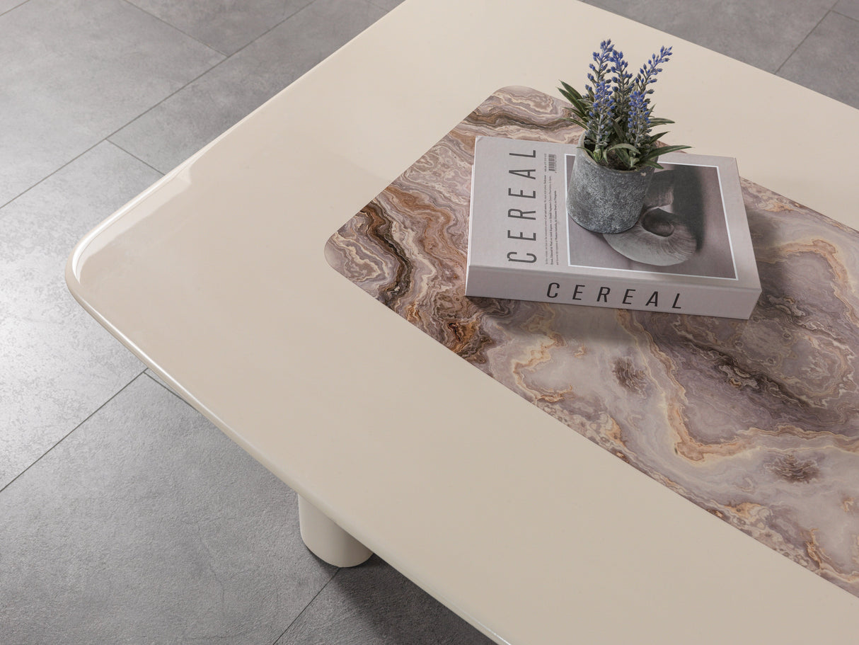 Carlina Ivory High-Gloss Coffee Table from Nova Furniture - Luna Furniture
