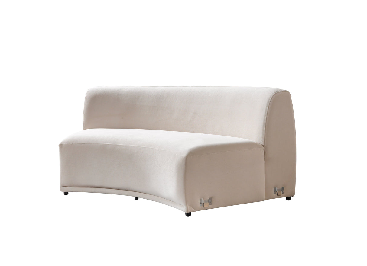 Bonita Ivory Velvet 3-Piece Curved Sectional from Nova Furniture - Luna Furniture
