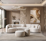 Bonita Ivory Velvet 3-Piece Curved Sectional from Nova Furniture - Luna Furniture