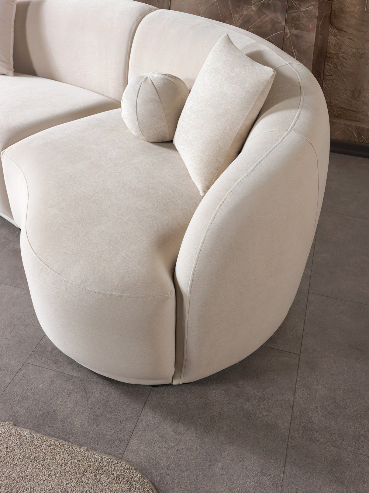 Bonita Ivory Velvet 3-Piece Curved Sectional from Nova Furniture - Luna Furniture