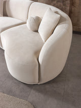 Bonita Ivory Velvet 3-Piece Curved Sectional from Nova Furniture - Luna Furniture