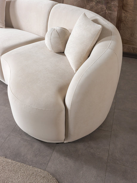 Bonita Ivory Velvet 3-Piece Curved Sectional from Nova Furniture - Luna Furniture
