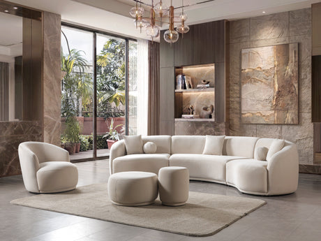 Bonita Ivory Velvet 3-Piece Curved Sectional from Nova Furniture - Luna Furniture