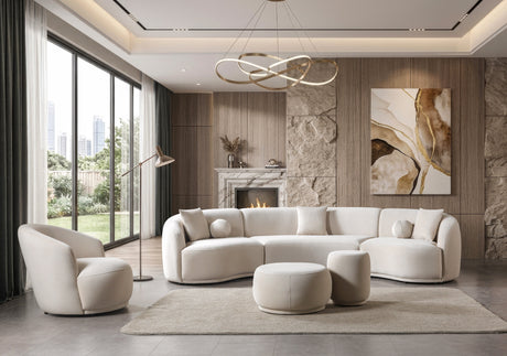 Bonita Ivory Velvet 3-Piece Curved Sectional from Nova Furniture - Luna Furniture