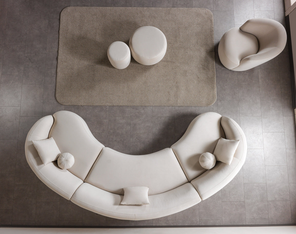 Bonita Ivory Velvet 3-Piece Curved Sectional from Nova Furniture - Luna Furniture