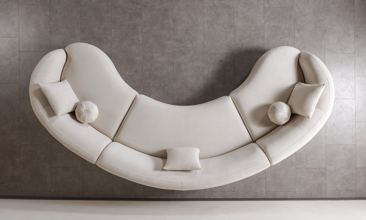 Bonita Ivory Velvet 3-Piece Curved Sectional from Nova Furniture - Luna Furniture
