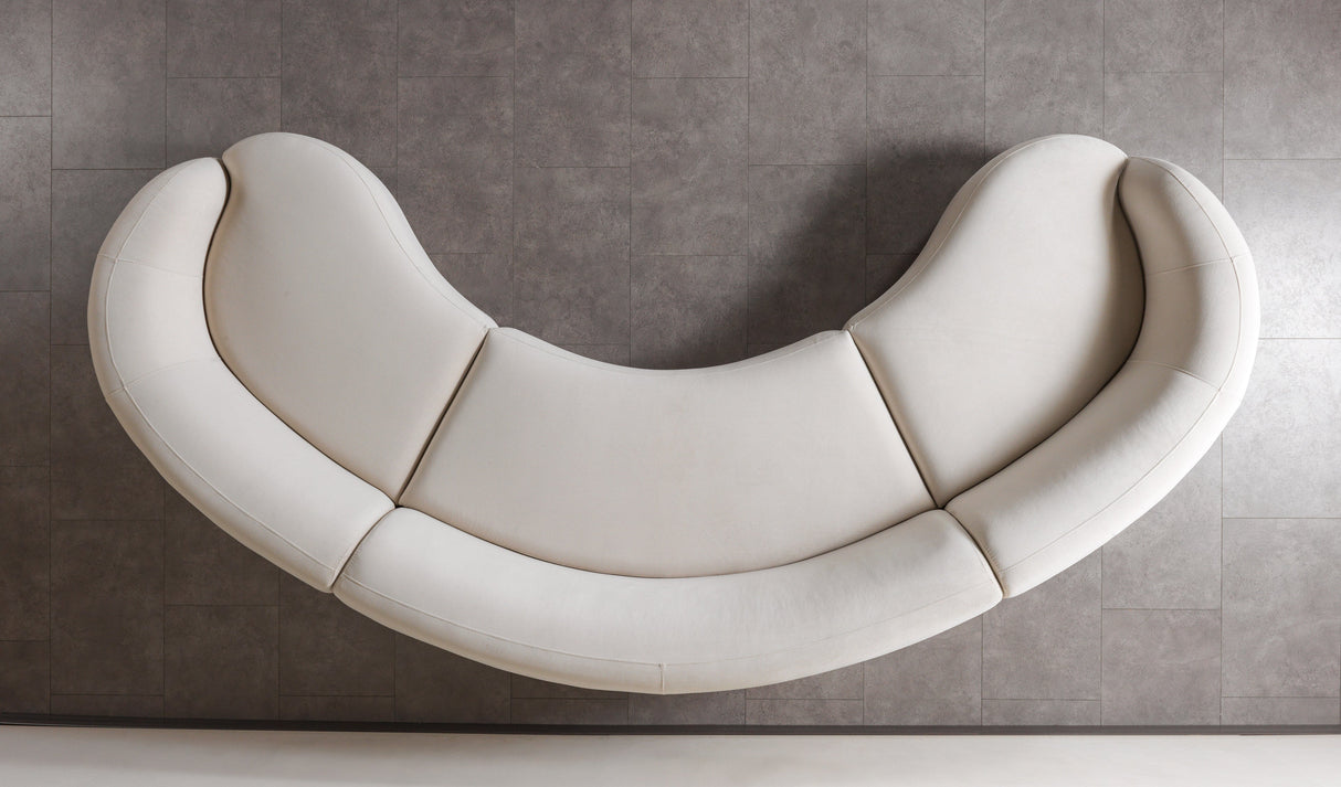 Bonita Ivory Velvet 3-Piece Curved Sectional from Nova Furniture - Luna Furniture