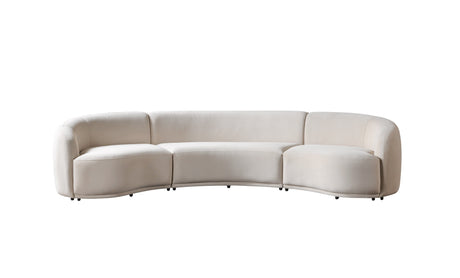 Bonita Ivory Velvet 3-Piece Curved Sectional from Nova Furniture - Luna Furniture