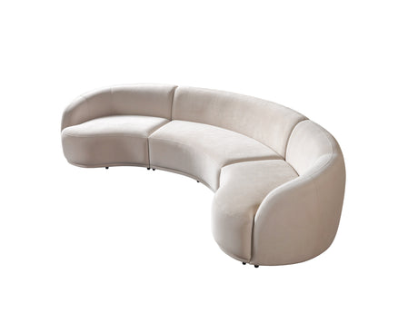 Bonita Ivory Velvet 3-Piece Curved Sectional from Nova Furniture - Luna Furniture