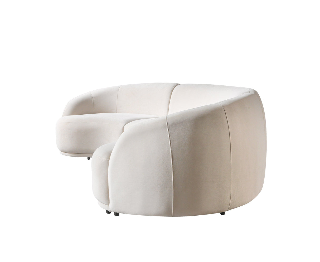 Bonita Ivory Velvet 3-Piece Curved Sectional from Nova Furniture - Luna Furniture