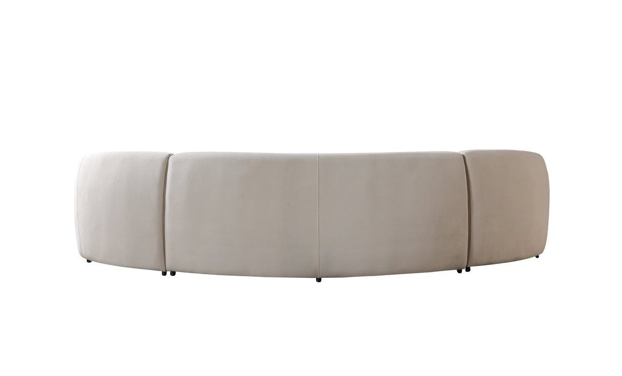 Bonita Ivory Velvet 3-Piece Curved Sectional from Nova Furniture - Luna Furniture