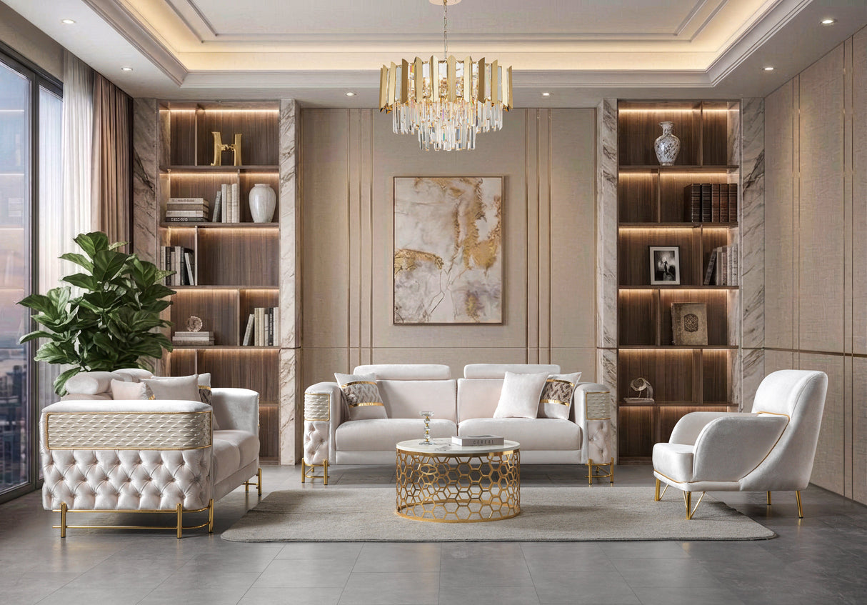 Fabiana Ivory Velvet Loveseat from Nova Furniture - Luna Furniture