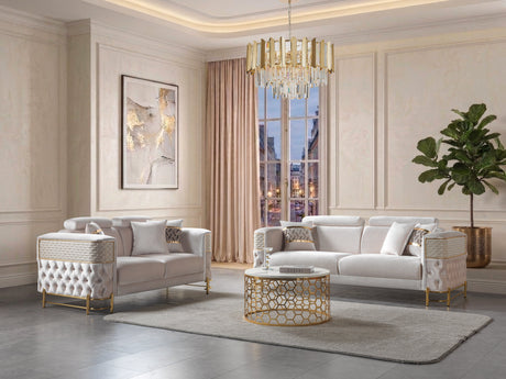 Fabiana Ivory Velvet Sofa & Loveseat from Nova Furniture - Luna Furniture