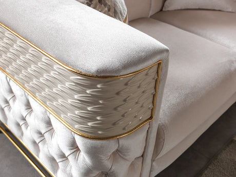 Fabiana Ivory Velvet Loveseat from Nova Furniture - Luna Furniture