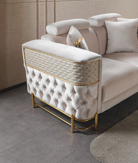 Fabiana Ivory Velvet Sofa & Loveseat from Nova Furniture - Luna Furniture