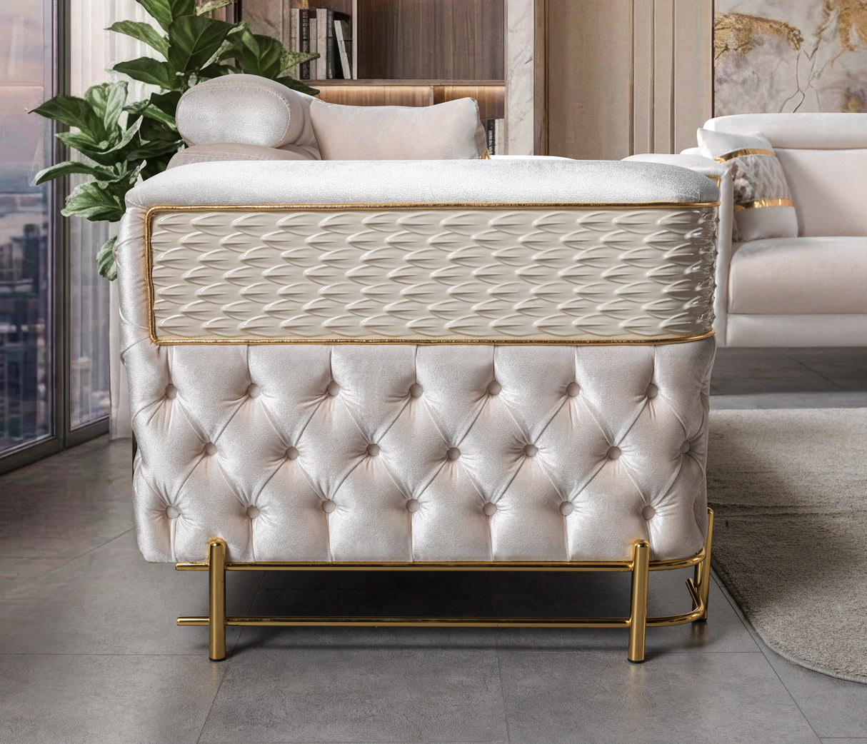 Fabiana Ivory Velvet Sofa & Loveseat from Nova Furniture - Luna Furniture