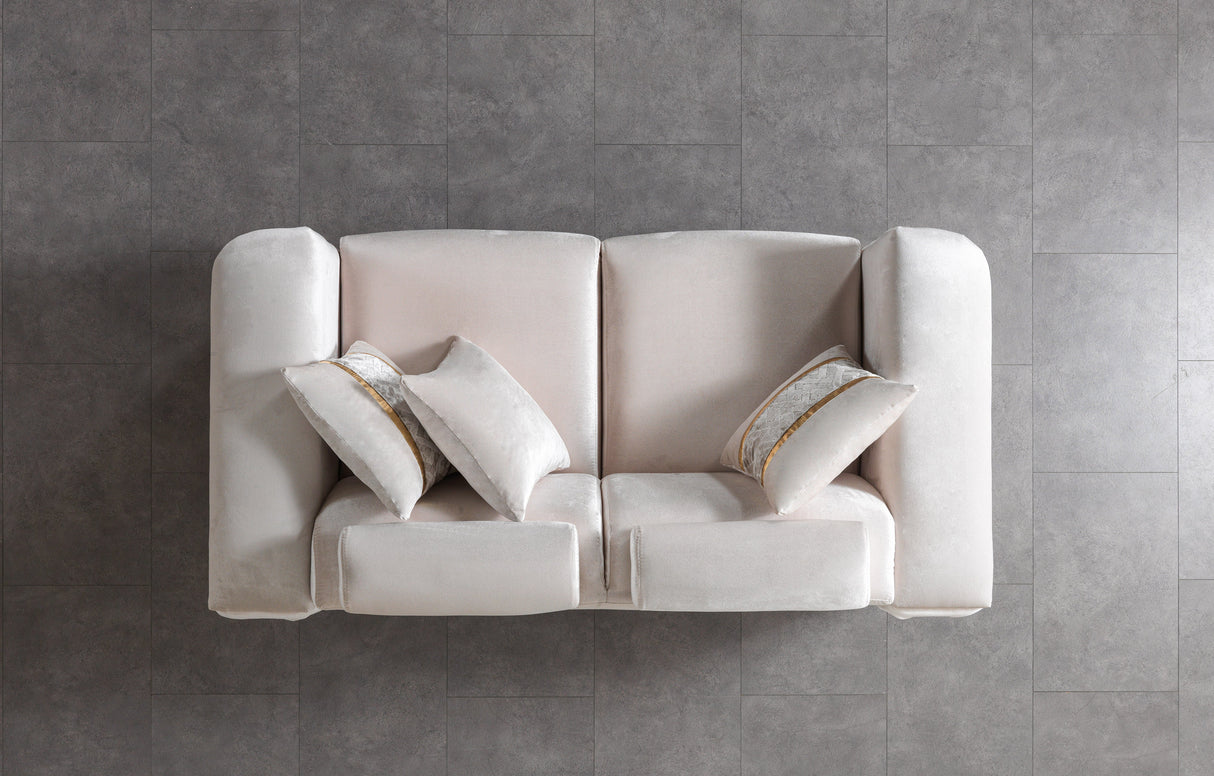 Fabiana Ivory Velvet Loveseat from Nova Furniture - Luna Furniture