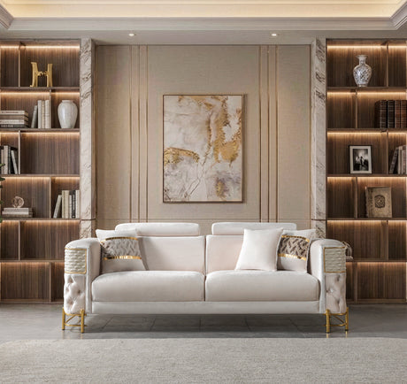 Fabiana Ivory Velvet Sofa & Loveseat from Nova Furniture - Luna Furniture
