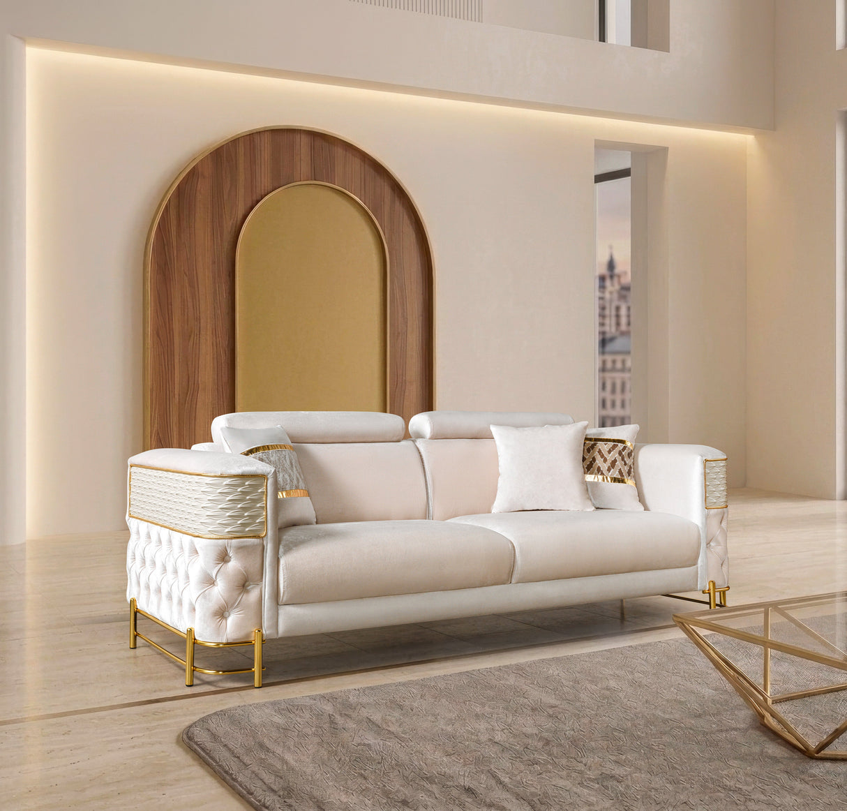 Fabiana Ivory Velvet Sofa from Nova Furniture - Luna Furniture