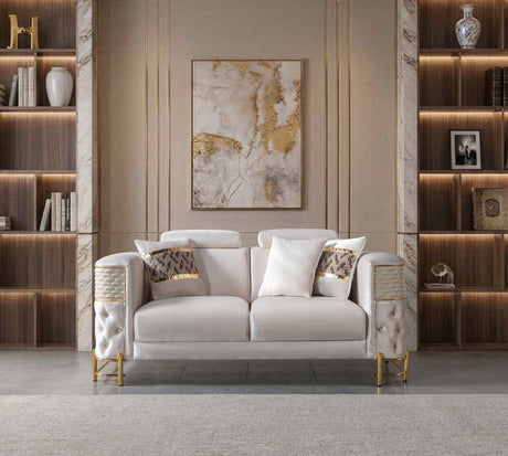 Fabiana Ivory Velvet Loveseat from Nova Furniture - Luna Furniture