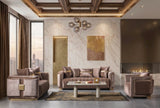 Carlina Coffee/Gold Velvet Sofa & Loveseat