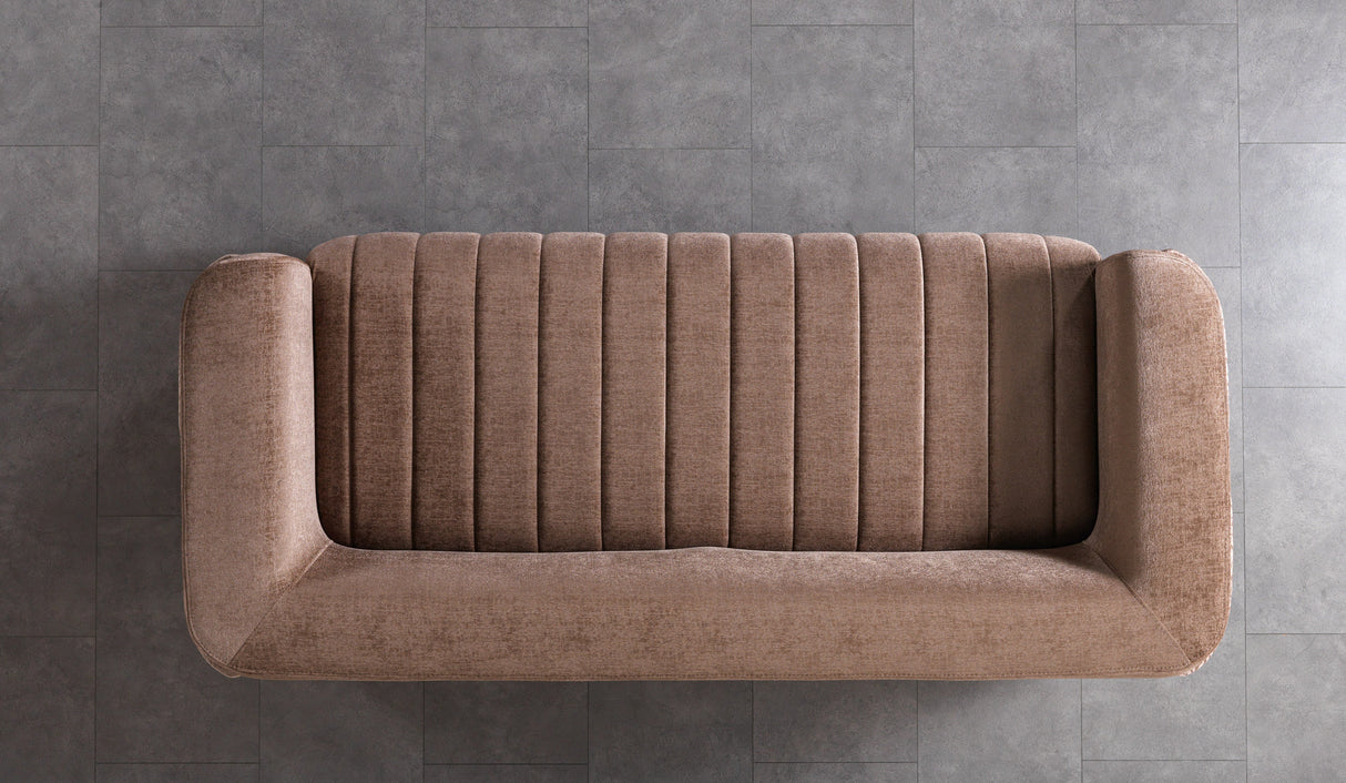 Carlina Coffee/Gold Velvet Sofa & Loveseat
