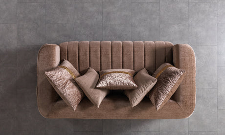 Carlina Coffee/Gold Velvet Sofa & Loveseat from Nova Furniture - Luna Furniture