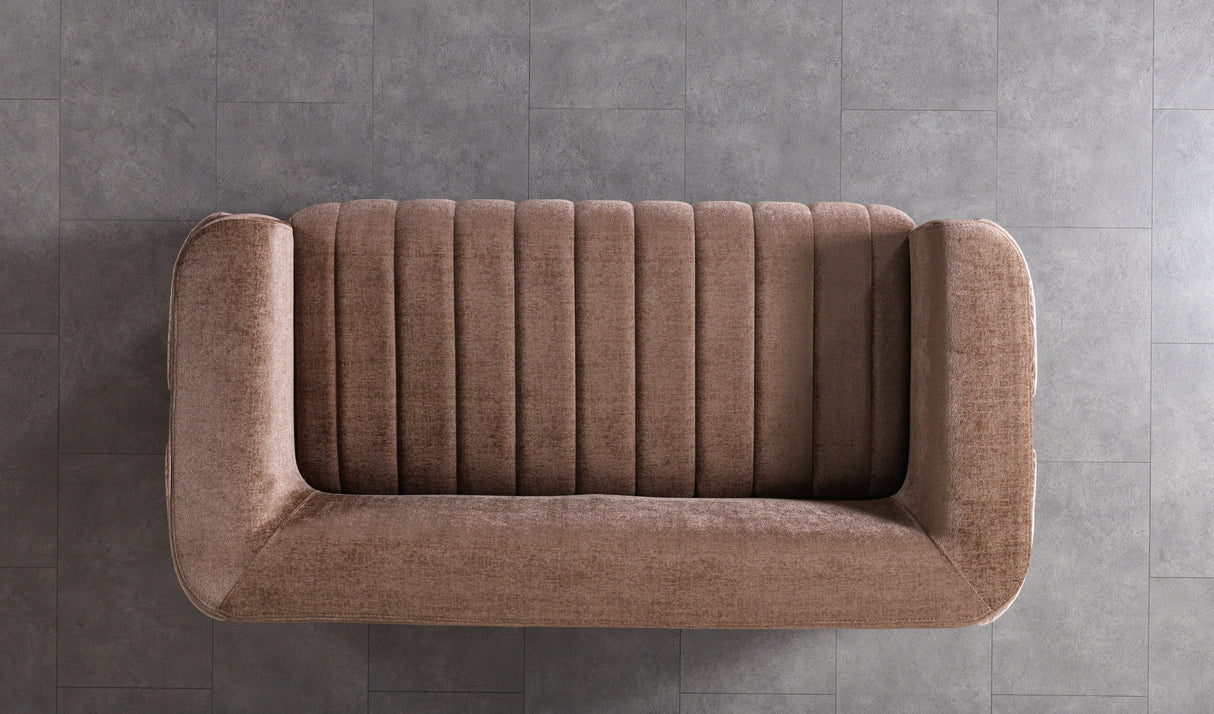 Carlina Coffee/Gold Velvet Sofa & Loveseat