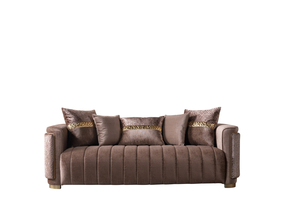 Carlina Coffee/Gold Velvet Sofa