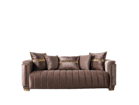 Carlina Coffee/Gold Velvet Sofa from Nova Furniture - Luna Furniture