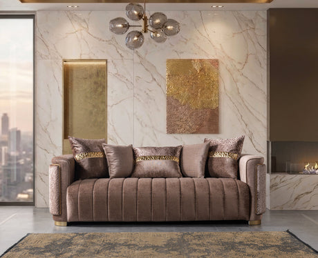 Carlina Coffee/Gold Velvet Sofa from Nova Furniture - Luna Furniture