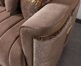 Carlina Coffee/Gold Velvet Sofa & Loveseat