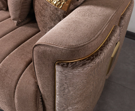 Carlina Coffee/Gold Velvet Sofa & Loveseat from Nova Furniture - Luna Furniture