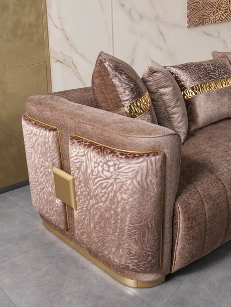 Carlina Coffee/Gold Velvet Sofa & Loveseat from Nova Furniture - Luna Furniture