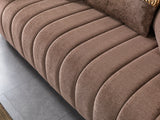 Carlina Coffee/Gold Velvet Sofa & Loveseat
