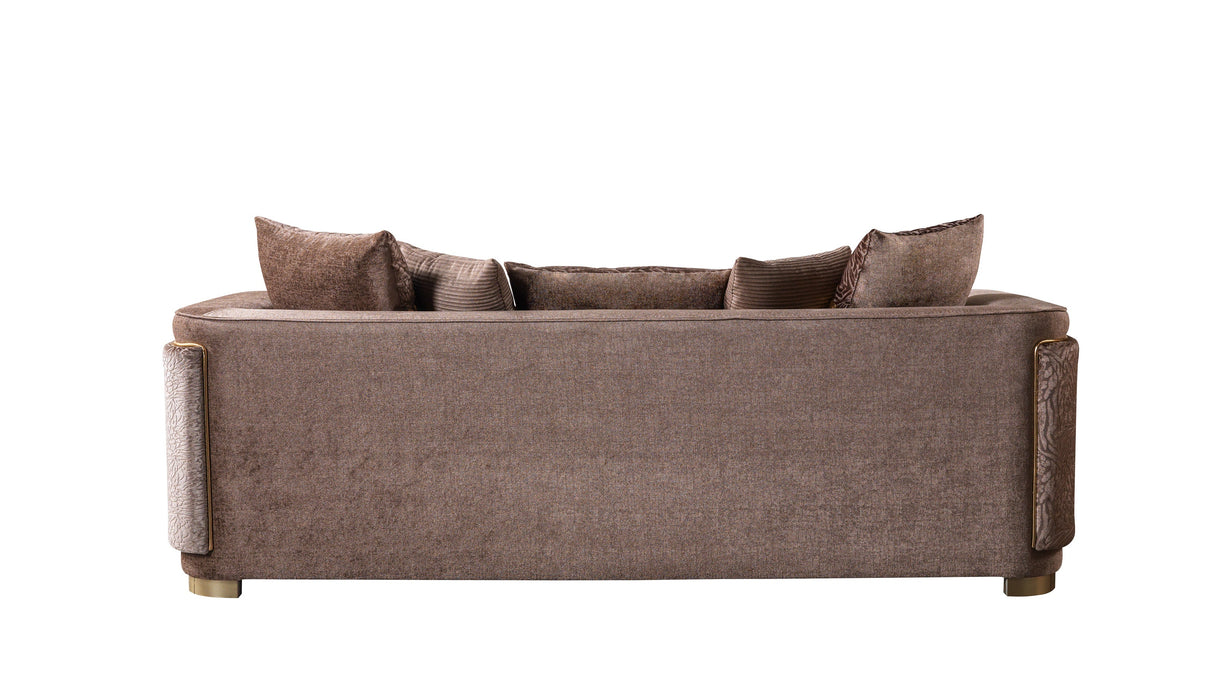 Carlina Coffee/Gold Velvet Sofa & Loveseat