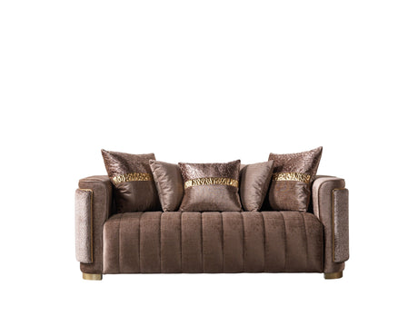 Carlina Coffee/Gold Velvet Sofa & Loveseat from Nova Furniture - Luna Furniture