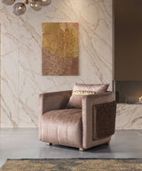 Carlina Coffee/Gold Velvet Sofa & Loveseat