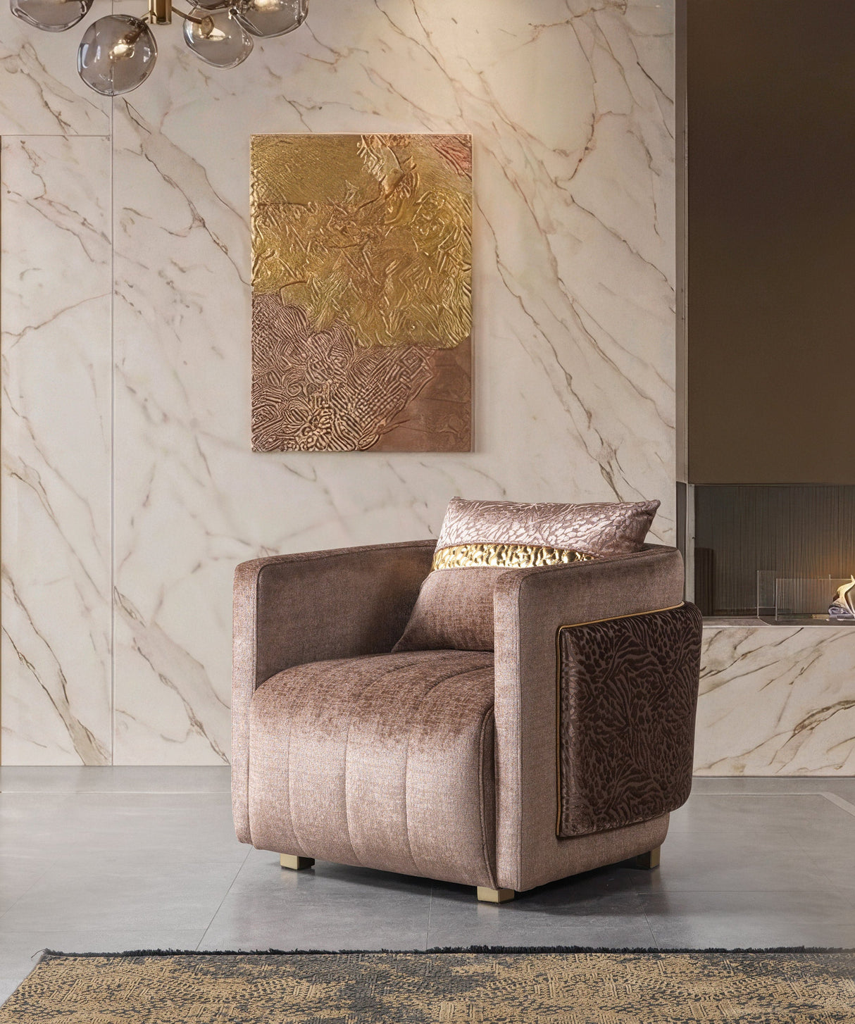 Carlina Coffee/Gold Velvet Chair