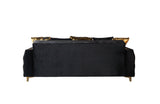 Florence Black living room set, overhead layout with sofa, loveseat, chair and table