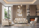 Florence Ivory convertible sofa set, matching chairs and coffee table, modern glam living room