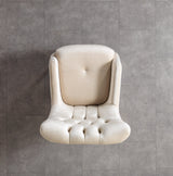 Florence Ivory accent chair, back view with tailored upholstery and gold legs