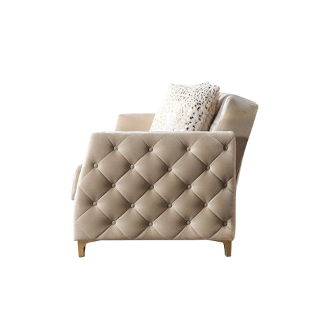 Florence Ivory convertible sofa, open lounger position, full view