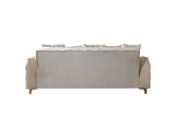 Florence Ivory convertible sofa, top view with pillows, flat seat arrangement