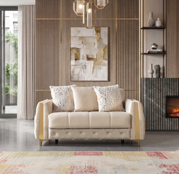 Florence Ivory Velvet Loveseat